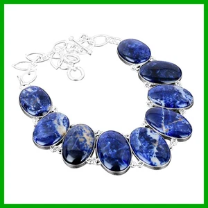 Friendship Day Deal Sodalite Gemstone New Chain Necklace Jewelry Sterling Silver - Picture 1 of 7