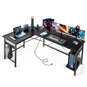 59" L Shaped Gaming Desk with Outlet, L Shaped Desk with CPU Stand, Corner - Picture 1 of 8
