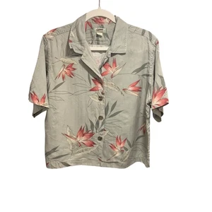 Tommy Bahama Damen Vintage Blumen Hawaii Kurzarm Knopfleiste Oberteil S Seide - Bild 1 von 5