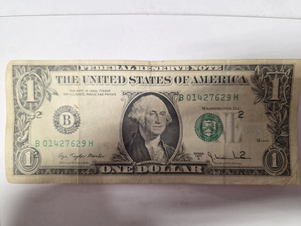 1977 1 dollar misaligned ink printing error  - Image 1 of 2