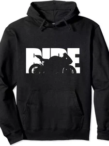 NEW 2XL Biker Silhouette Black Hoodie Hooded Sweatshirt Ride Sports Motorcycle - Picture 1 of 4