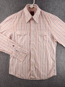 & By Dolce & Gabbana Button Up Shirt Men Orange Gray Check Size 48 Long Sleeve - Picture 1 of 24