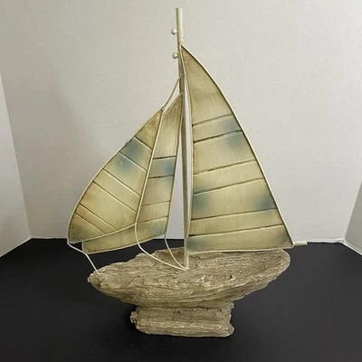 Sailboat Display Art Coastal Nautical Home Decor Metal Resin Hobby Lobby Ocean - Image 1 of 4