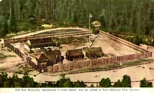 Tacoma WA-Washington Aerial Old Fort Nisqually Postcard 1944 - Picture 1 of 2