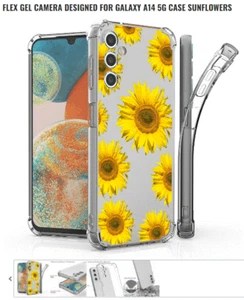 YELLOW SUNFLOWERS CLEAR TPU Shockproof Slim Cover Case For Galaxy A14 5G Phone - Picture 1 of 3