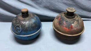 Vintage Pair Early Kerosene Smudge Pot Highway Torch Burner Flares Old 1771-24B - Picture 1 of 14