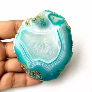 Unique Sea Green Agate Slice Druzy Geode Cabochon 302 Cts Natural Gemstone #7759 - Picture 1 of 7