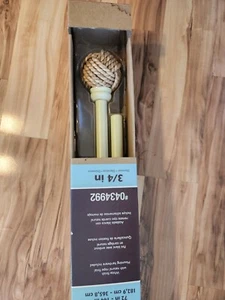 Drapery Rod Set White  With Natural Rope Finial 72x144 - Picture 1 of 8