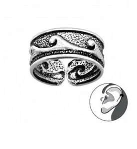 Ocean Wave oreja plata esterlina - Imagen 1 de 1