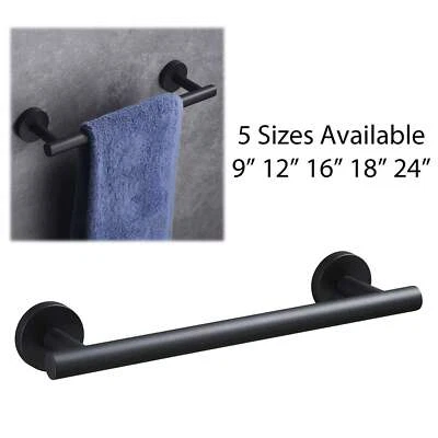 Modern Matte Black Towel Bar Rail Stainless Steel Wall Mounted Bathroom Storage - Image 1 of 4