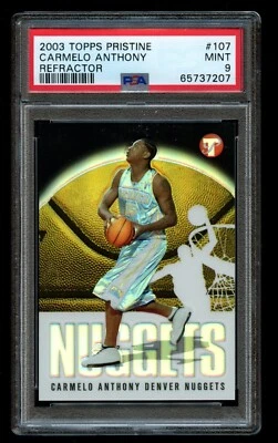 2003-04 Topps Pristine Carmelo Anthony Refractor /1999 年新秀 PSA 9 完好 RC #107 — 第 1/2 张图片
