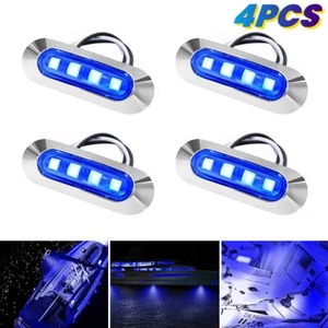 4 Stück Marine Boot 4 LED Deck Höflichkeit Lichter Heck Spiegel Licht blau wasserdicht - Bild 1 von 13
