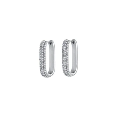 Orecchini Donna Luca Barra A Cerchio Ovale Con Strass Bianchi OK1244 - Immagine 1 di 3