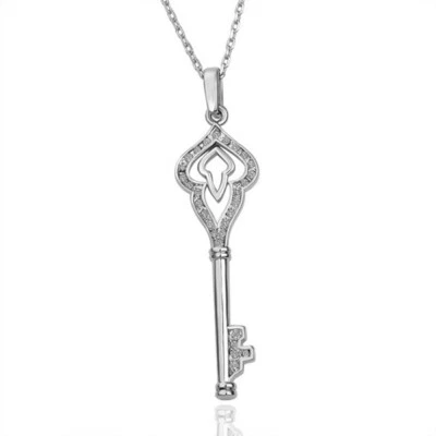 UK Stock Sale Charming Fashion Necklace Crystal Key Pendant N097 - Image 1 of 4