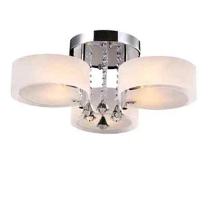 Ceiling Light Semi-Flush Mount, Cylindrical Acrylic Lampshades, Crystal Drops - Picture 1 of 6