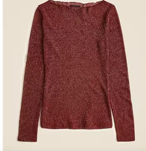 J. CREW Collection transparentes metallisches LANGARMTOP GRÖSSE MEDIUM BURGUNDERROT NEU MIT ETIKETT - Bild 1 von 3