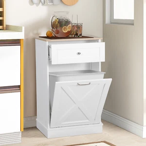 ELECWISH Kitchen Storage Tilt Out Trash Can Cabinet dual purpose with Drawers - Picture 1 of 13