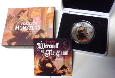 Frazetta Monsters Werewolf vs The Count 1 oz .999 Fine Silver Scottsdale Mint - Image 1 of 4