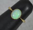 Edwardian Natural Opal and 18ct Gold Solitaire Ring