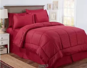 Embossed Stripe Comforter Burgundy Queen embossed pattern - Picture 1 of 2