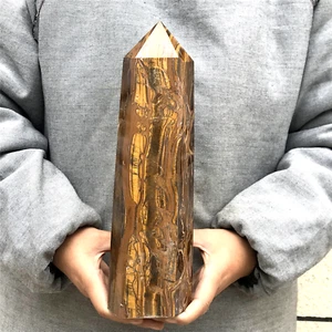 5,32 Pfund natürlicher Tigerauge Quarz Obelisk geschnitzter Kristall Turm Heilung.XA3965 - Bild 1 von 12