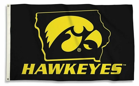 Iowa Hawkeyes STATE OUTLINE Premium 3x5 Flag w/grommets Banner University of Cover