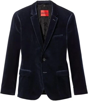 Hugo Boss men's Arti Dark Blue Velvet Extra Slim Fit Jacket -size 40R -rt $595 - Image 1 of 4