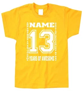 Kinder Kinder T-Shirt 13. Geburtstag personalisiert Name jedes Alter änderbar - Bild 1 von 8