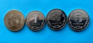 TAJIKISTAN: 2022 Set of 4 regular coins 50 Dirams + 1, 3, 5 Somoni UNC NEW - Picture 1 of 6