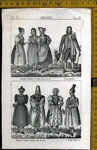 Incisione Costumi Germania Spose Casalinghe - Foto 1 di 1