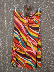 Vintage Y2K Xhilaration Multicolor Strapless Tie Back Dress Women's Small - Picture 1 of 8