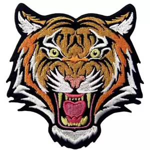 Iron on sew on patches transfers Embroidered appliques tiger animal badges biker - Picture 1 of 5