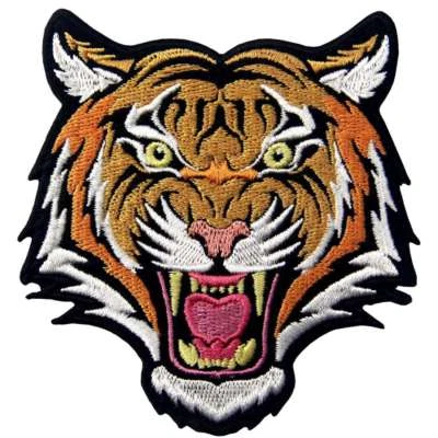 Iron on sew on patches transfers Embroidered appliques tiger animal badges biker - Image 1 of 4