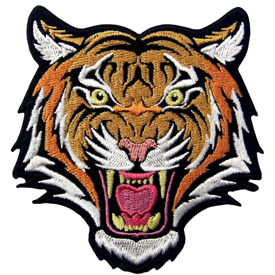 Iron on sew on patches transfers Embroidered appliques tiger animal badges biker - Image 1 of 4