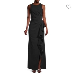 CARMEN MARC VALVO INFUSION Crepe Cutaway schwarzes Maxikleid, Gr. 0 - Bild 1 von 16