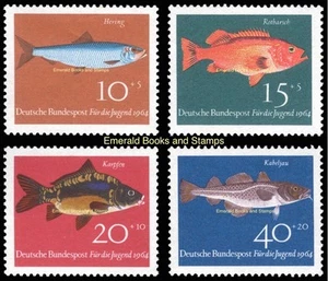 EBS Germany 1964 - Youth - Jugend - Fish - Fische - Michel 412-415 - MNH** - Picture 1 of 5