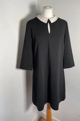 Hobbs shift A line dress 12 VGC peter pan collar black retro vintage classic - Image 1 of 4