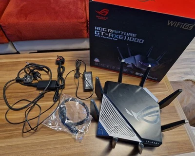 Asus ROG Rapture GT-AXE11000 Gaming Router Dual-Band WiFi6E 2.5Gigabit WAN Port - Image 1 of 4