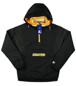 Starter Mens Jacket M Anorak Puffer 1/4 Zip Lined Insulated Hooded Black $225NEW - Picture 1 of 9