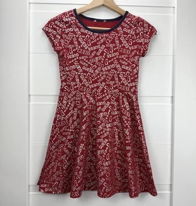 Guess Dress Girls Large Red All Over Logo Print Short Sleeve Casual Skater Style - Picture 1 of 6
