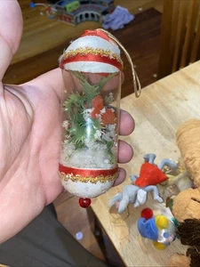 MCM Clear Tube Styrofoam Christmas Ornament Diorama - Picture 1 of 9