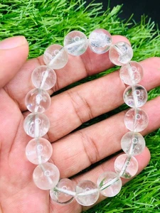 Natural Gemstone Clear Quartz Bracelet 10mm Crystal Handmade Beaded Jewelry  - Picture 1 of 9