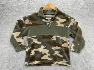 PLACE Fleece Pullover Youth Large 10/12 Green Camo Half Zip Outdoors Boys Jacket - Picture 1 of 6