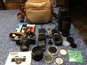 PENTAX ME SUPER 35MM CAMERA Includes Case-manuals-straps-Lens-Telephoto Lens - Picture 1 of 9
