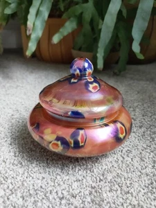 Antique c1900 Art Nouveau Kralik Iridescent Pearlescent Glass Vase Blue Pinks - Picture 1 of 4