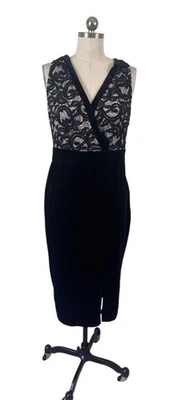 Venus Midi Velvet Dress Womens Large Black Lace Sleeveless Whimsigoth Witchy 90s - Image 1 of 4