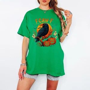Camiseta Crow Pumpkin Halloween Vacaciones Mujer Espeluznante F-Caw-F - Imagen 1 de 12