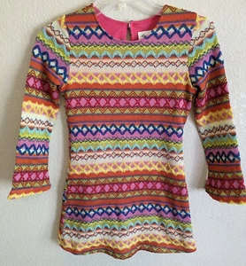 VTG Sara Sara Girls Dress Size 8 Long Bell Sleeve Multicolor Embroidery USA HTF - Picture 1 of 9