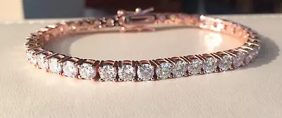 7Ct Round Cut Lab-Created Diamond Men's Tennis Bracelet 14K Rose Gold Plated - Image 1 of 4