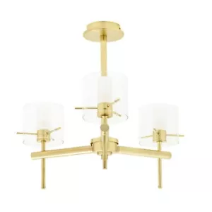 Litecraft Lincoln Semi Flush Bathroom Ceiling 3 Light With Glass Shades - Brass  - Picture 1 of 6